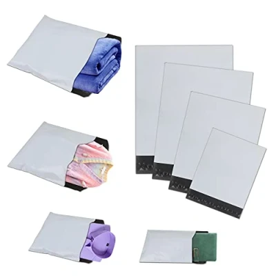 Imagen de huruirui 50pcs Bolsas Para Envíos, Sobres Envios de Correo Plástico Autoadhesivas Opacas Plastico Paquetes Ropa Logística Embalaje Caja Postal Bolsa Blanco