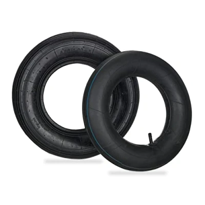 Imagen de Relaxdays Rueda Carretilla con Cámara de Aire, Neumático Repuesto Perfilado, 4.00 8&quot;, para Carreta, máx. 150 kg, Negro, Caucho, 40 x 10 cm
