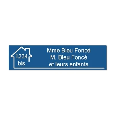 Imagen de Mygoodprice Placa para buzón, grabado de nombre y número, autoadhesiva personalizable, 10 x 2,5 cm, azul oscuro