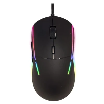 Imagen de SPYCO Ratón Gaming Ergonómico Chipset PMW 3360 12.000 dpi 1000Hz Tasa de Sondeo Luz RGB 6 Botones Programables Alambre Paracord, Negro