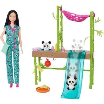 Imagen de Barbie Tú Puedes ser Rescate de Pandas Muñeca asiática veterninaria con Set Juego Mascotas y Accesorios Profesiones, Juguete +3 años (Mattel HKT77)