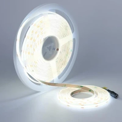 Imagen de TOPAI Tira LED COB Blanco Frio 6000K, Alto Brillo 7000Lm, Luz 24V 10M Adhesivas, CRI&gt;93, 384LED/M Densidad, 8mm Ancho, Flexible Cortable para cocina dormitorio iluminación