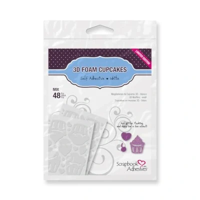 Imagen de Scrapbook Adhesives By 3L Moldes autoadhesivos para álbumes de Recortes, diseño Cupcakes 3D Foam Shapes, Poliuretano, White, Varias Tallas