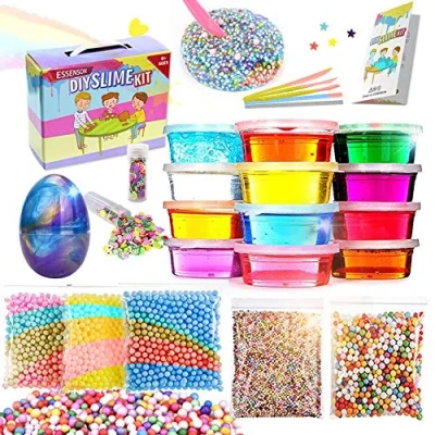 Imagen de DIY Slime Kit Juguetes para niños, con 12 Colores de Cristal, Huevo, Bolas Espuma