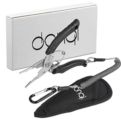 Imagen de DONQL Alicate de Pesca, Removedor Anzuelos Acero Inoxidable, Accesorios Alicates Pesca Multifuncional con Cordón Y Funda Nylon, para Anillos Partidos Corte Alambre