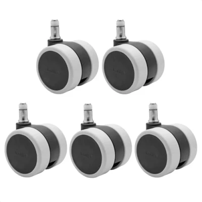 Imagen de WAGNER 02007661 Juego de ruedas giratorias para silla oficina (5 piezas, diámetro 60 mm, altura 65 freno intervalo, pasador 11 x 20 capacidad carga 50 kg/rollo)