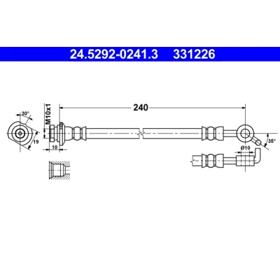 Imagen de ATE 24.5292 0241.3 Latiguillos de Freno 240 M10x1 NISSAN: Qashqai / Qashqai+2 I, 2