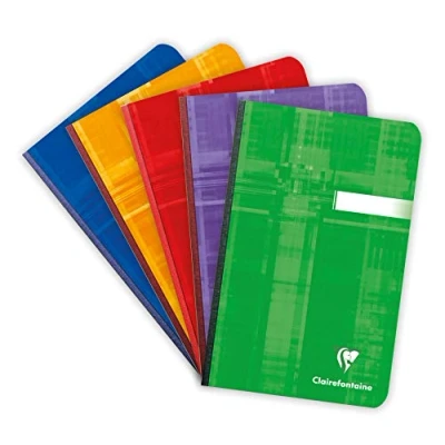 Imagen de Clairefontaine 69602C Un Carnet Dos Toilé 11x17 cm 192 pages Petits Carreaux Papier Blanc 90 g Couverture Carte Pelliculée Couleur Aléatoire