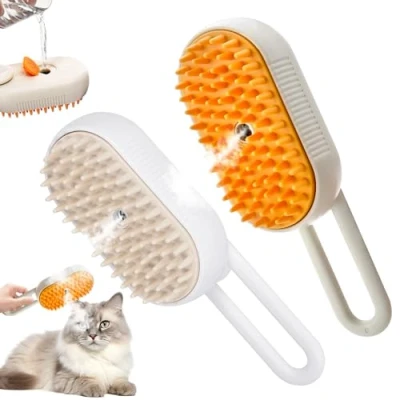 Imagen de Gatos Cepillo Vapor,Cepillo De Vapor Para Masaje,Vapor Cepillo,Cepillo a Mascotas 3 En 1,Cepillo Gato Vapor,Para Desenredar Nudos y Pelos Sueltos Animales (B)