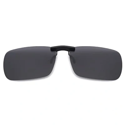 Imagen de JM Sin marco Rectángulo Clip en Gafas de Sol Ligero Peso Polarizadas Anteojos Hombre Mujer(Gris Polarizado)