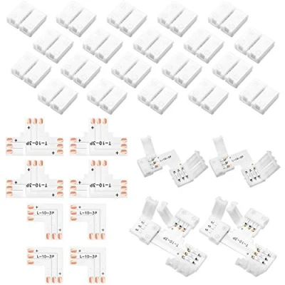 Imagen de Mudder 28 Conectores de Tira LED 3 Pines Conector Luz sin Soldadura 10 mm Extensión en forma L Adaptadores para WS2811 WS2812B SK6812