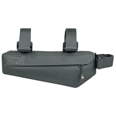 Imagen de SKS GERMANY Race Frame Bag Bolsa para Cuadro de Bicicleta (Resistente al Viento y Ligera, poliéster Impermeable, Dos Bolsillos Interiores, Elementos Reflectantes, sujeción Segura), Color Negro