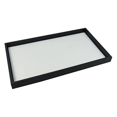 Imagen de Bandeja de plástico apilable una pulgada profundidad con opción terciopelo o polipiel Display Pad (bandeja almohadilla exhibición cuero sintético blanco)