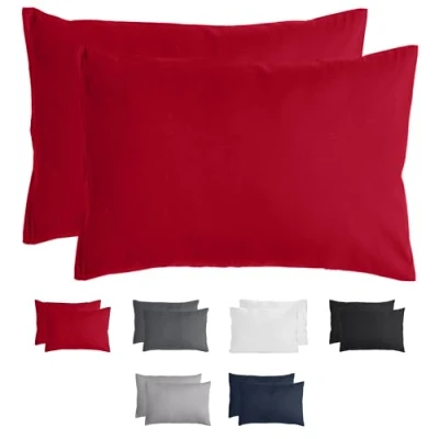 Imagen de Komfortec Juego de 2 Fundas Almohada 50 x 70 cm, Microfibra cepillada, con Cremallera, Transpirable y Suave, Color Rojo