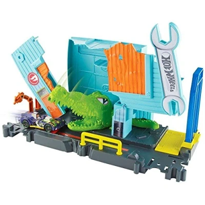 Imagen de Hot Wheels City Pista de coches Ataque en el taller del cocodrilo (Mattel FNB06)
