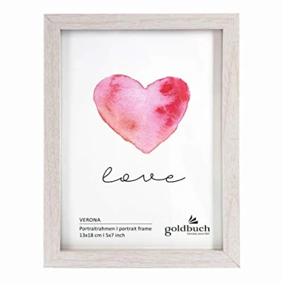 Imagen de goldbuch Verona Madera MDF, 1 Imagen/Foto de 13 x 18 cm, Colocar pie, Fotos con Soporte Pared para Colgar, Marco Aprox. 14,5 19,5 1,5 Color Blanco, Fotoformat: 13x18 cm
