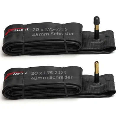 Imagen de Fincci Cámara Bicicleta 20 x 1.75 1.95 2.00x 2,1 Pulgadas Cámaras de Aire Schrader 48mm Válvula Interior para Bici Niño Carretera BMX, Hibrida Paquete 2