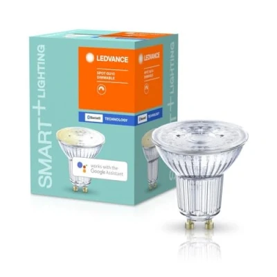 Imagen de LEDVANCE Lámpara reflectora Smart LED, Bluetooth, GU10, blanco cálido (2700K), reemplaza las lámparas incandescentes con 40W, controlable Alexa y Google, SMART+ Spot GU10 DIM, paquete de 4