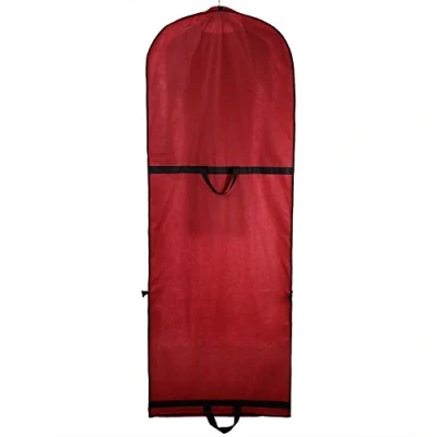 Imagen de TUKA Transpirable Funda de ropa, 180 cm x 65 Bolsa Ropa Protector para vestidos novia o fiesta, trajes, abrigos. 2 accesorios bolsillos, portatrajes, rojo oscuro, TKB1001 darkred