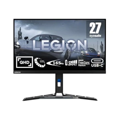 Imagen de Lenovo Legion Y27h 30 Monitor Gaming con EyeSafe, 27&#039;&#039; 2K QHD (IPS, 180Hz (OD), 0.5ms MPRT, HDMI,DP,USB C, Cables DP y USB FreeSync, Altavoces) Ajuste de inclinación/altura/giro/pivot Negro