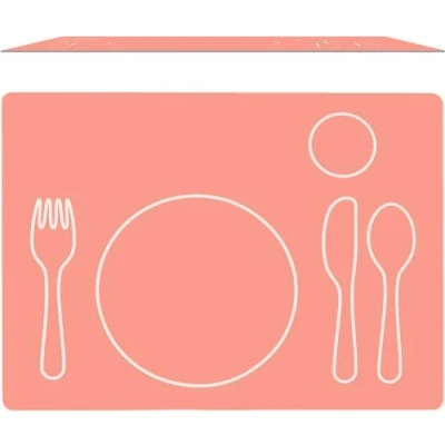 Imagen de Montessori Manteles Individuales de Silicona, Mantel Individual para Infantil Antimanchas, Rectangular, Coral
