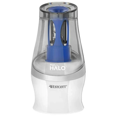 Imagen de Westcott iPoint E 55051 00 HALO Sacapuntas (funciona con pilas), color blanco y azul