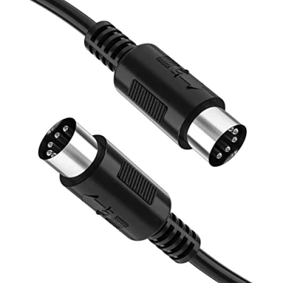 Imagen de Getaria cable MIDI de 5 pines DIN Plug negro, utilizado para audio piano electrónico, teclado MIDI, sintetizador, interfaz audio, secuenciador, pedal multiefecto（2m