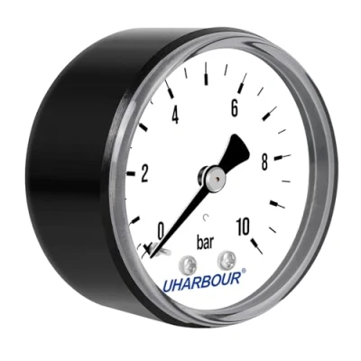 Imagen de UHARBOUR Manometro Presion Agua, 0 10 Bar, Manómetro 1/4 BSP Montaje Trasero, Agua con Esfera de 2&quot;