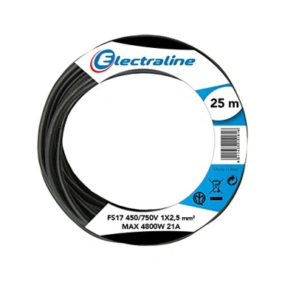 Imagen de Electraline 13142 Cable unipolar FS17, sección 1 x 2.5 mm², Negro, 25 m