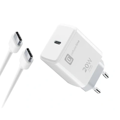 Imagen de cargador CellularLine ACHIPHKITC2CPD20WW, Kit y cable, Para iPhone, USB C, 20W, Blanco