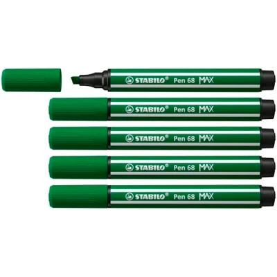 Imagen de Rotulador premium punta biselada (1 + 5 mm) STABILO Pen 68 MAX Caja con unidades Color verde esmeralda