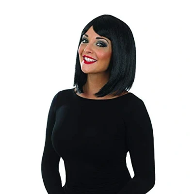 Imagen de Fun Shack Peluca Negra Corta Con Flequillo Mujer, Bob Pelucas Corte Disfraz Mujer Carnaval Talla Unica