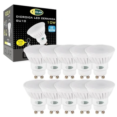 Imagen de CLAR GU10 4000K, LED, Bombilla LED GU10, Ojos de Buey Bombillas Ojo Halogena (10W Pack 10)