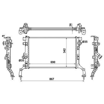Imagen de NRF 53967 Radiador, refrigeración del motor Aluminio 690 342 26 con piezas de montaje Aletas soldadas