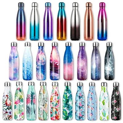 Imagen de lalafancy Botella de Agua Acero Inoxidable 350ml/500ml/750ml, Aislamiento Vacío Doble Pared, Termica Frío/Caliente para Niños, Deporte, Oficina, Gimnasio, Ciclismo