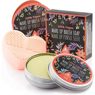 Imagen de TRITART limpiador de brochas maquillaje Juego pinceles con 1x jabón vegano y limpia silicona Set completo