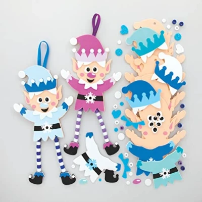 Imagen de Baker Ross FE770 Kit de Manualidades con Cuentas Navidad Paquete 5, Kits para Niños, Actividades Artísticas que los Niños Hagan y Decoren