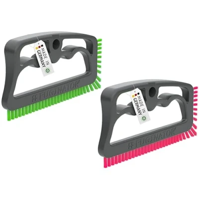 Imagen de FUGINATOR® Juego de cepillos para juntas gris/verde y gris/rosa cepillo Limpieza en baño, aseo, cocina, etc. azulejos pared suelo Práctico