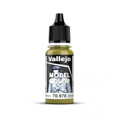 Imagen de Vallejo Model Color Pintura Acrílica Amarillo (Dark Yellow) Acabado Mate, 18 ml. Autonivelante y Sistema BSL para Modelismo Figuras