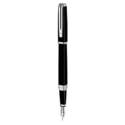 Imagen de Waterman Exception Füllfederhalter (Modell Slim), schwarz mit Silber plattiertem Clip, Federstärke F, blaue Tinte, Geschenkbox