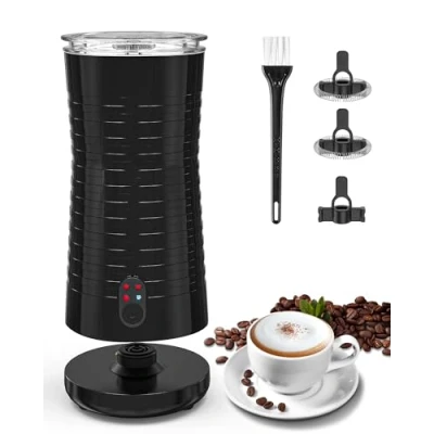 Imagen de morpilot Espumador de Leche, Vaporizador Leche eléctrico 4 en 1, Batidor Automática Espuma Fría y Caliente Calentador para Café con Capuchinos, Macchiato