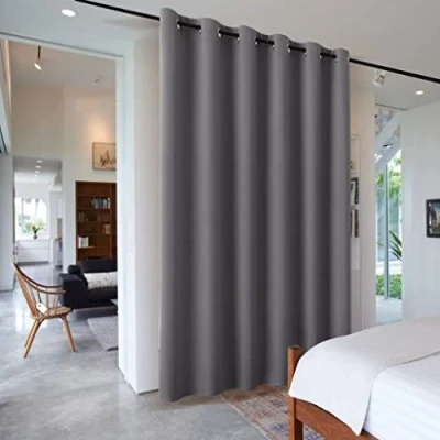 Imagen de PONY DANCE Separadores Ambientes para Salon/Oficina/Dormitorio Cortinas Termicas Aislantes Frio Y Calor con Ojales Cortina Separador de Ambientes, 1 Pieza, 304 x 243 cm (Ancho Alto), Gris