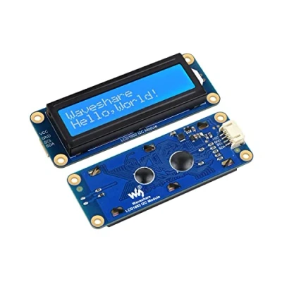 Imagen de Waveshare Módulo de pantalla LCD I2C 1602, color blanco con fondo azul, 16 x 2 caracteres para Raspberry Pi/Raspberry Pi Pico/Jetson Nano/ESP32/Arduino, compatible 3.3 V/5 V