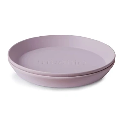 Imagen de mushie Platos Redondos para Niños Set de 2 Reutilizables libres BPA Aptos lavavajillas y microondas Fabricados en Dinamarca Soft Lilac