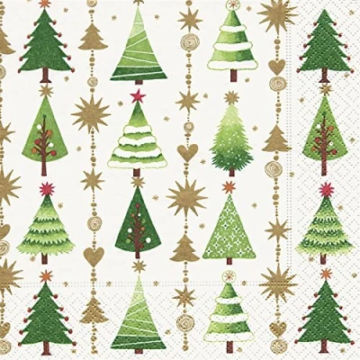Imagen de 20 servilletas con muchos árboles verdes/Navidad/abeto 33 x cm