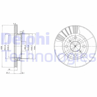 Imagen de DELPHI BG3424 Disco de freno 238 18 4 ventilado aceitado sin procesar cojinete rueda, anillo sensor ABS TOYOTA: Starlet V Hatchback