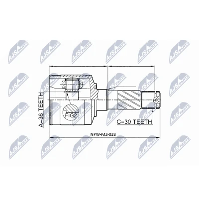 Imagen de NTY NPW MZ 038 Junta Homocinética Eje delantero, izquierda, lado de engranaje FORD: Ranger Mk2
