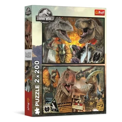 Imagen de Trefl Puzle 2en1: Jurassic World, El Mundo prehistórico 2 x 200 Piezas Set de Dos Rompecabezas para Adolescentes, Multicolor (13316)
