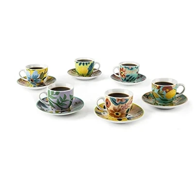 Imagen de Excelsa Juego de 6 tazas café con plato flores