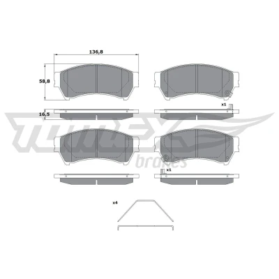 Imagen de TOMEX brakes TX 17 40 Juego de pastillas freno Eje delantero con avisador acústico desgaste MAZDA: 6 Berlina, Familiar, Hatchback